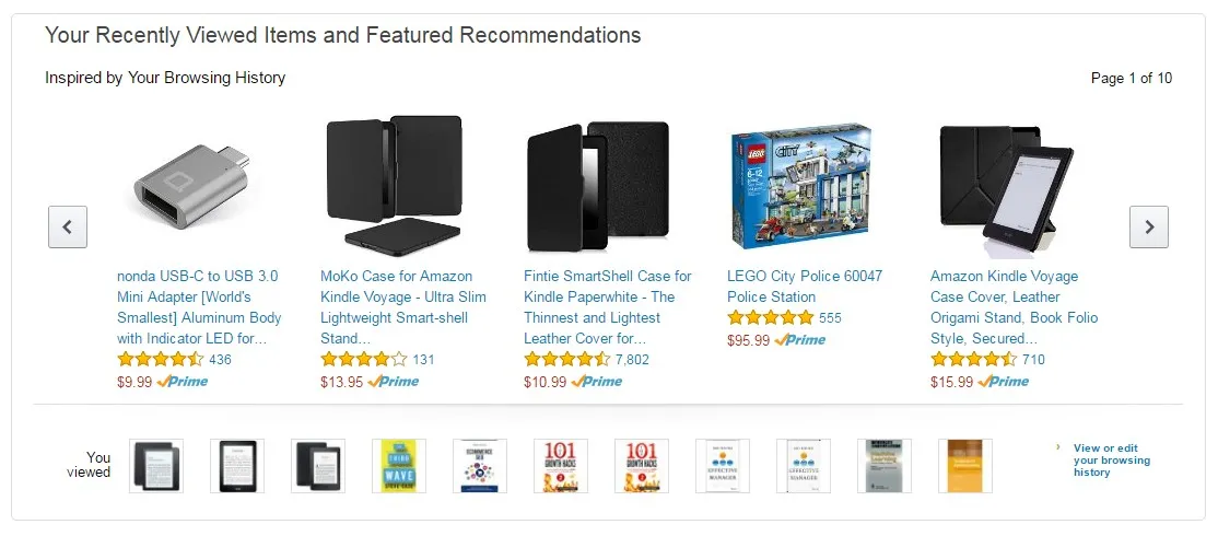 Upselling példa, Amazon