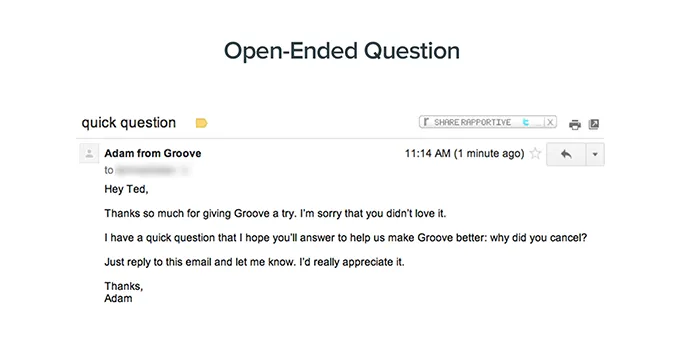 Customer cancellation question example