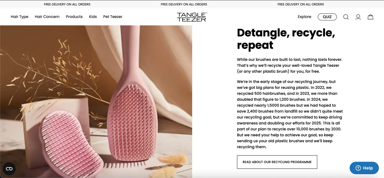 Tangle Teezer Plant Brush - fenntartható fésű
