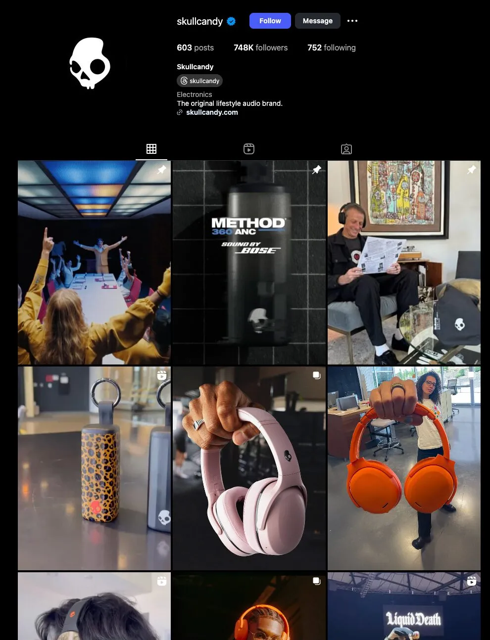 Skullcandy Instagram profilja