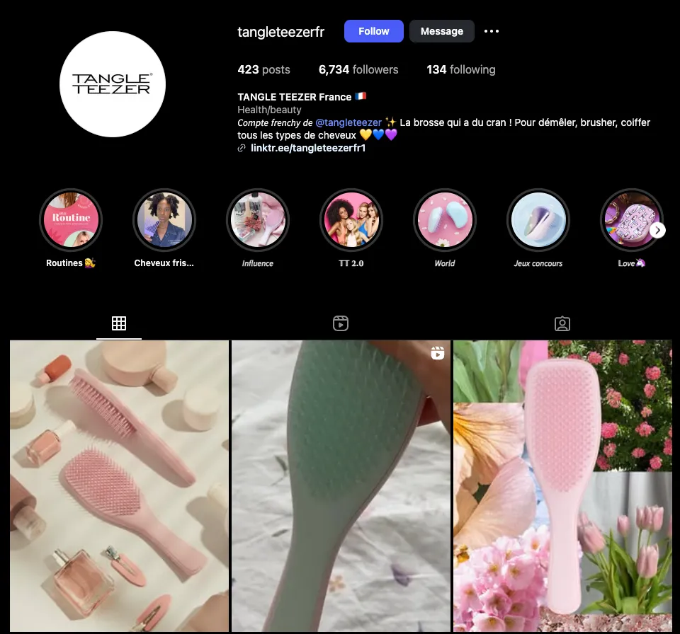 Tangle Teezer instagramja