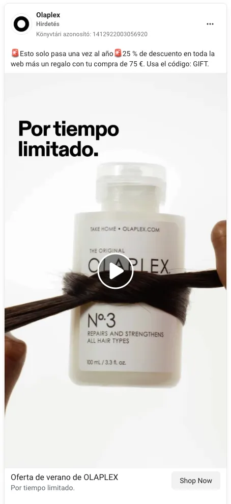 Olaplex több nyelven hirdet.