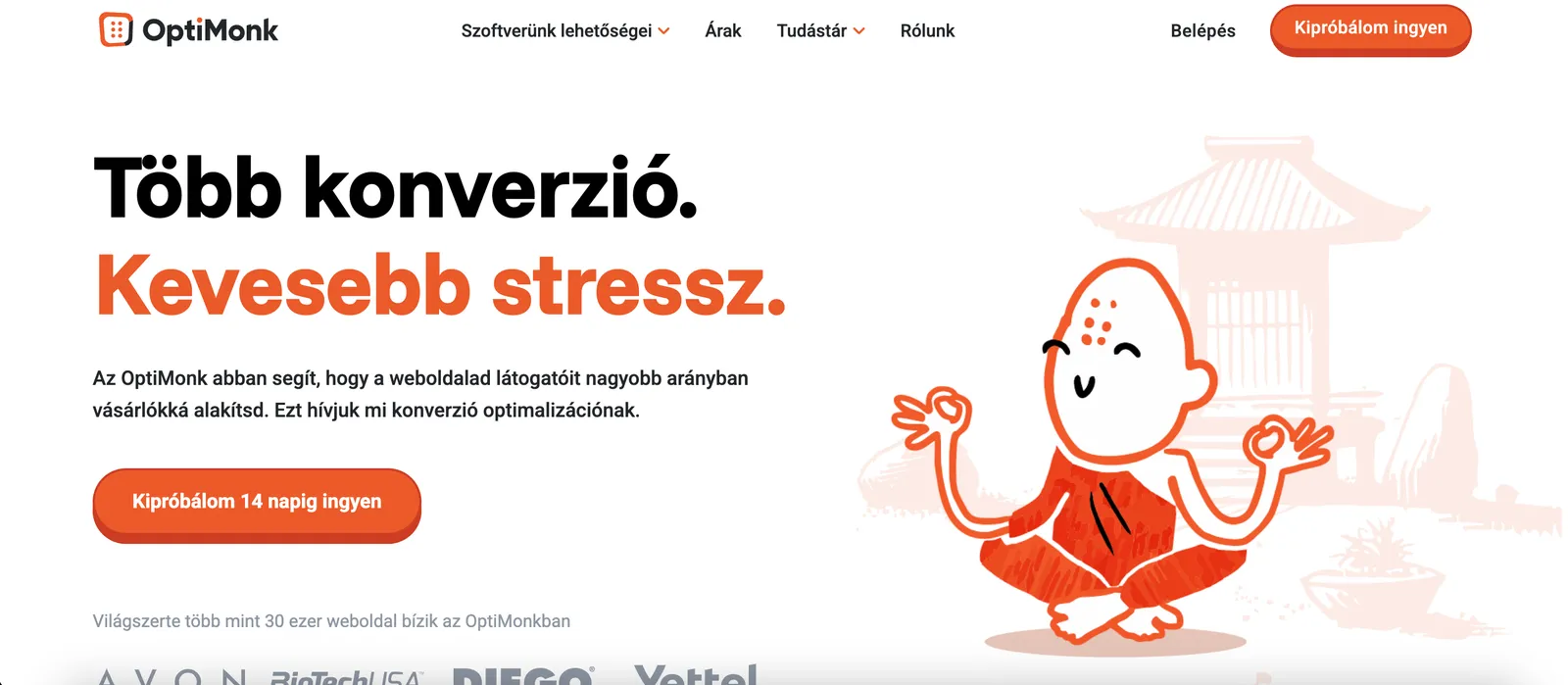 OptiMonk weboldala