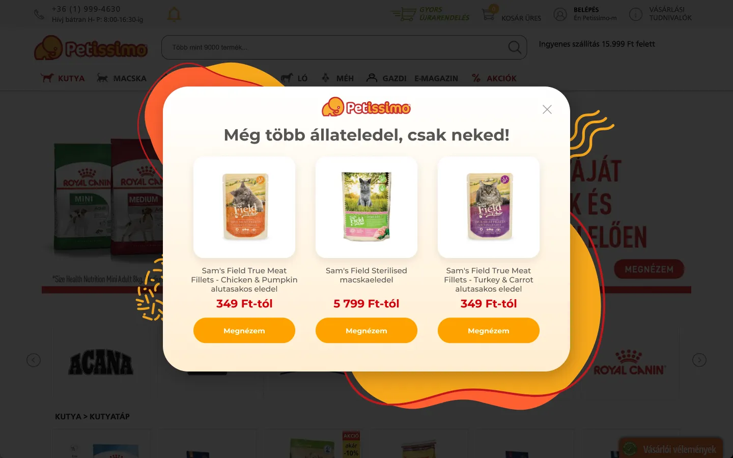 Termékajánló popup