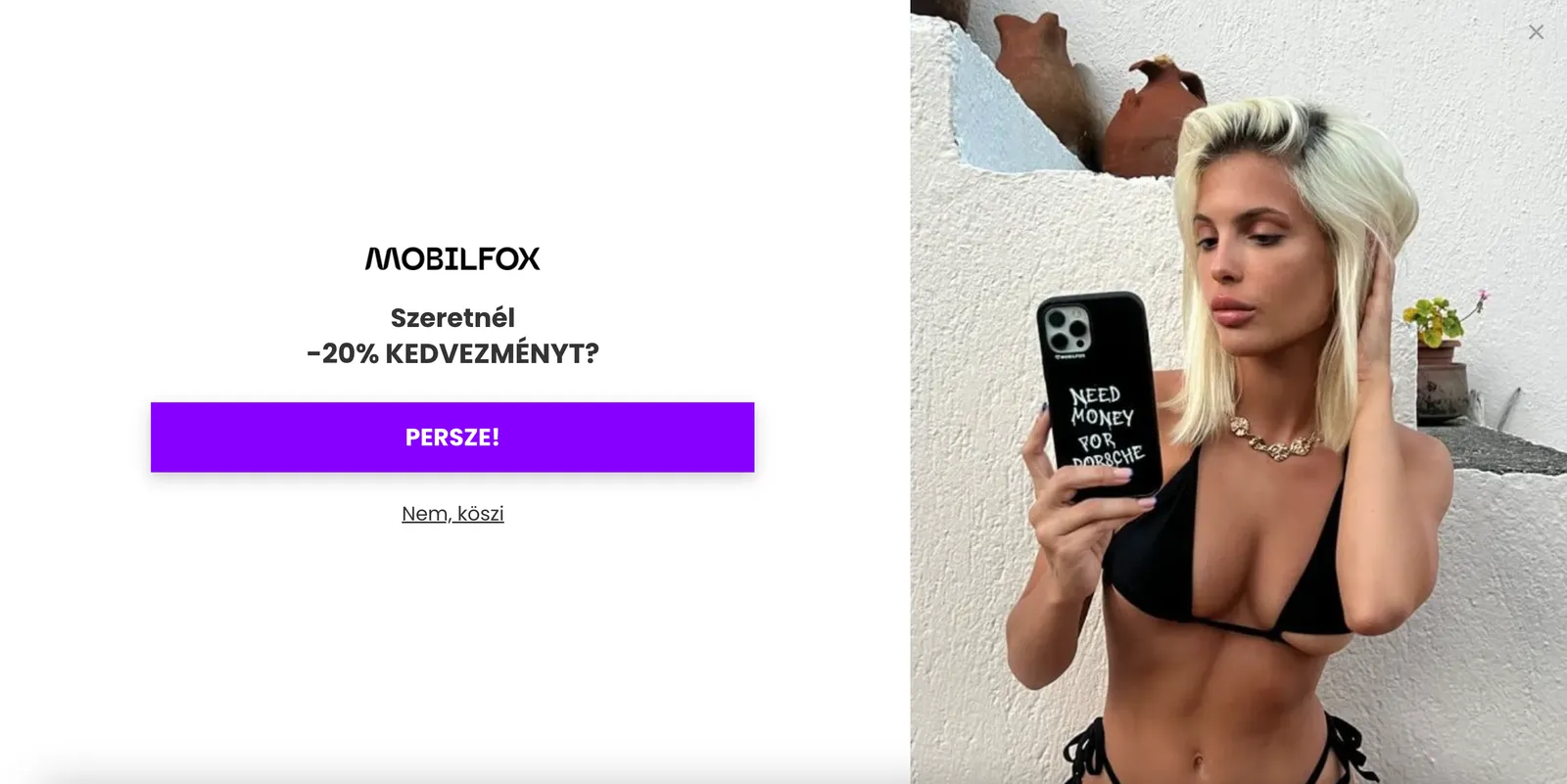 Mobilfox többlépcsős popupot alkalmaz