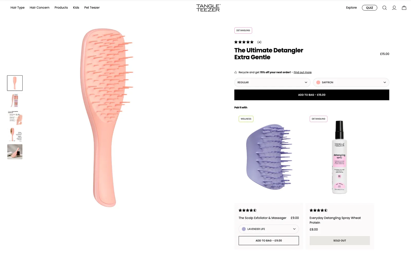 Tangle Teezer: termékoldala