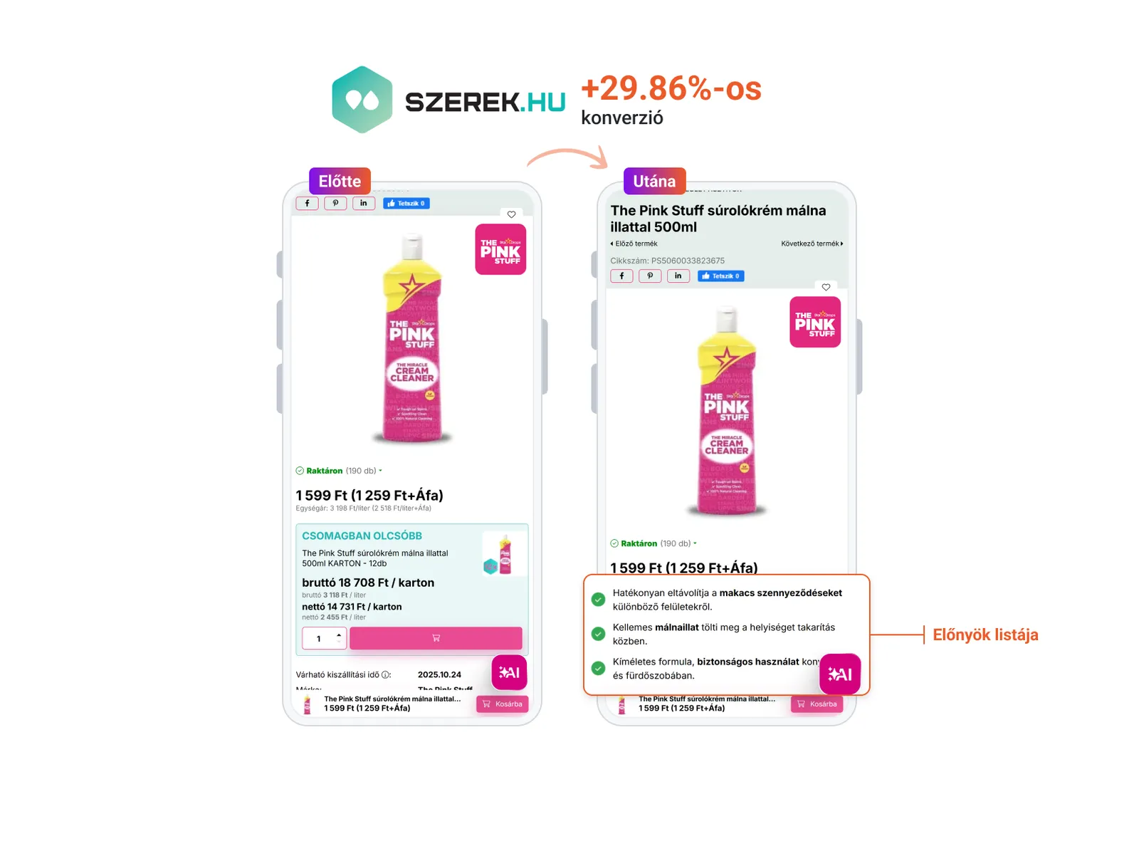 Szerek.hu termékoldal-optimalizáció