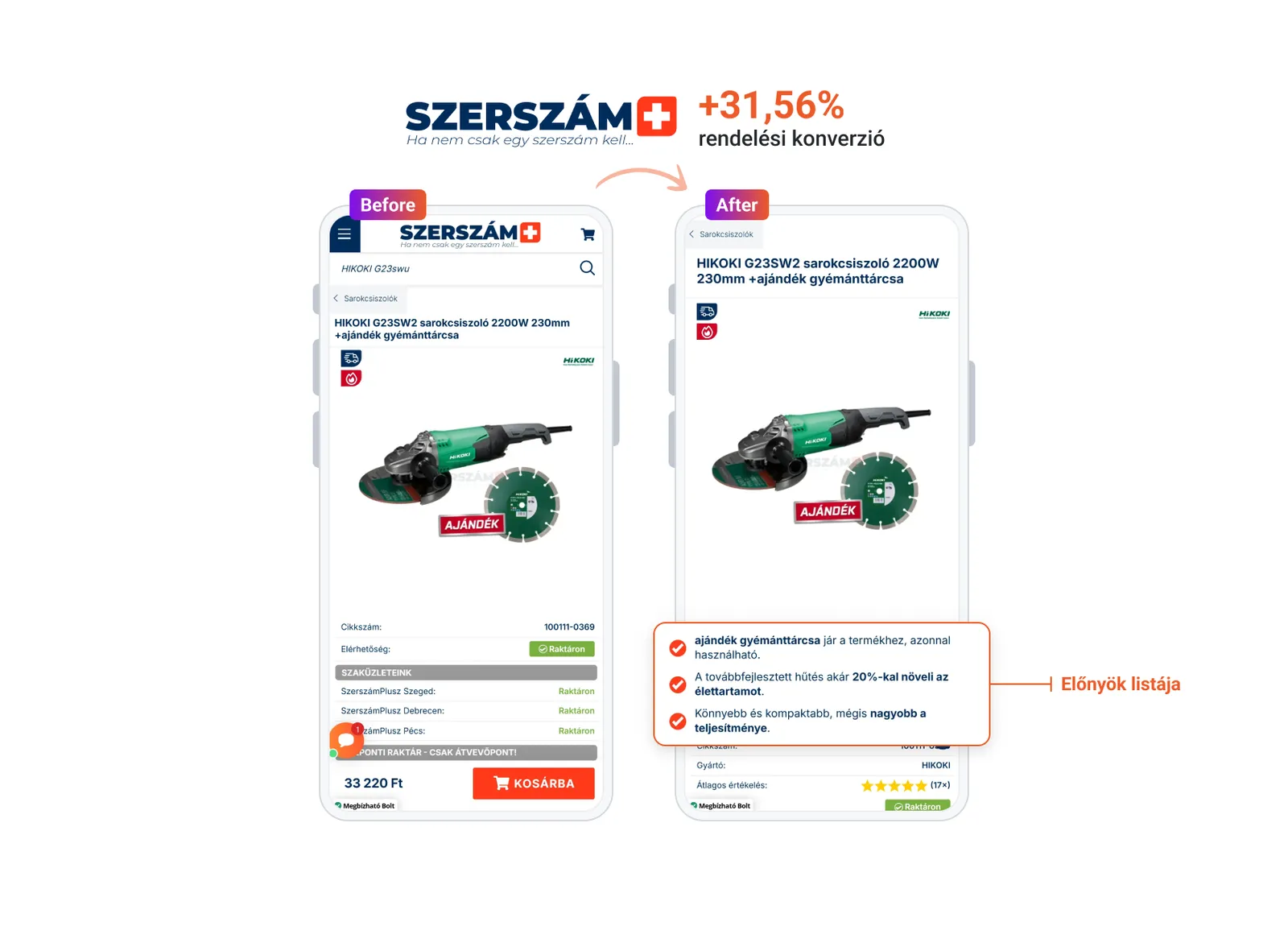 Szerszám+ optimalizálás előtt és után