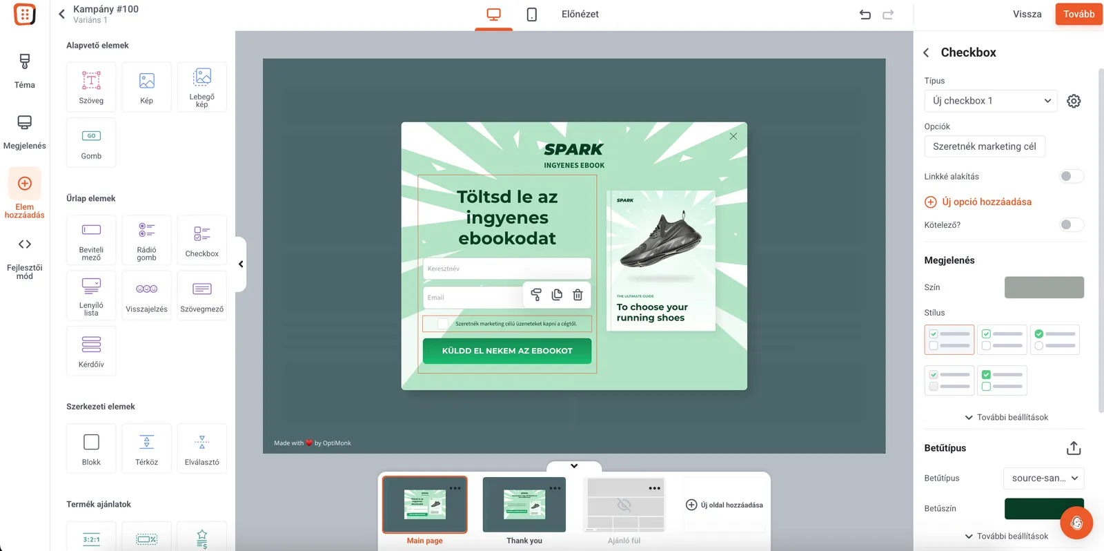 OptiMonk popup GDPR megfelelősség beállítása harmadik lépés