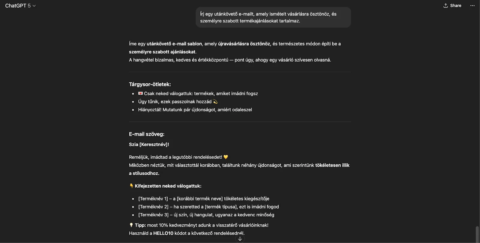 Utánkövető e-mail ötlet