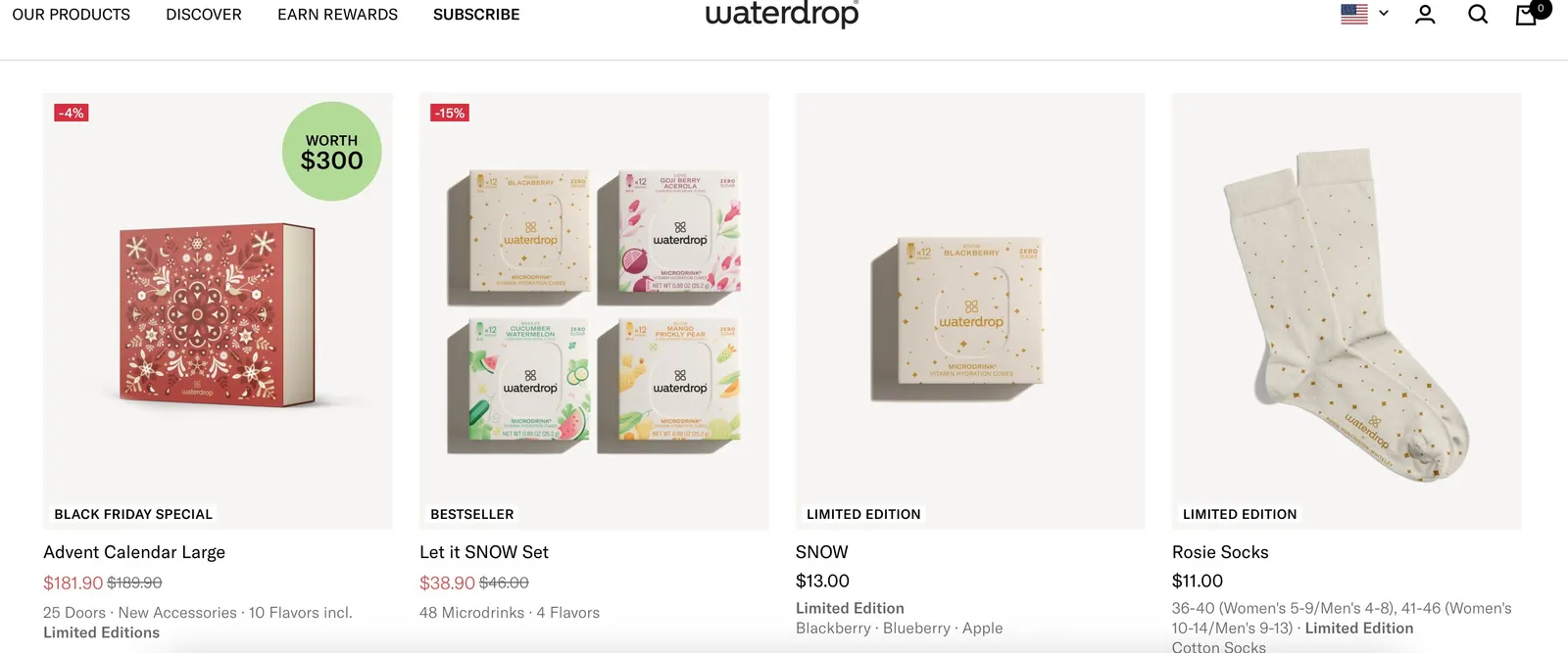 Waterdrop limited-edition products before Christmas