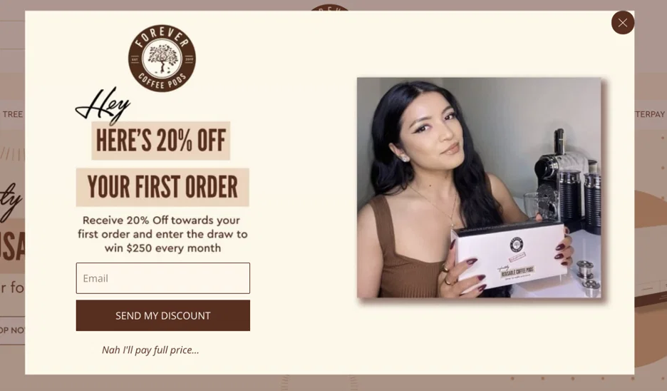 Forever Coffee Pods popup