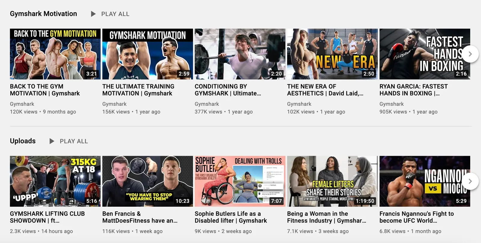 GymShark youtube