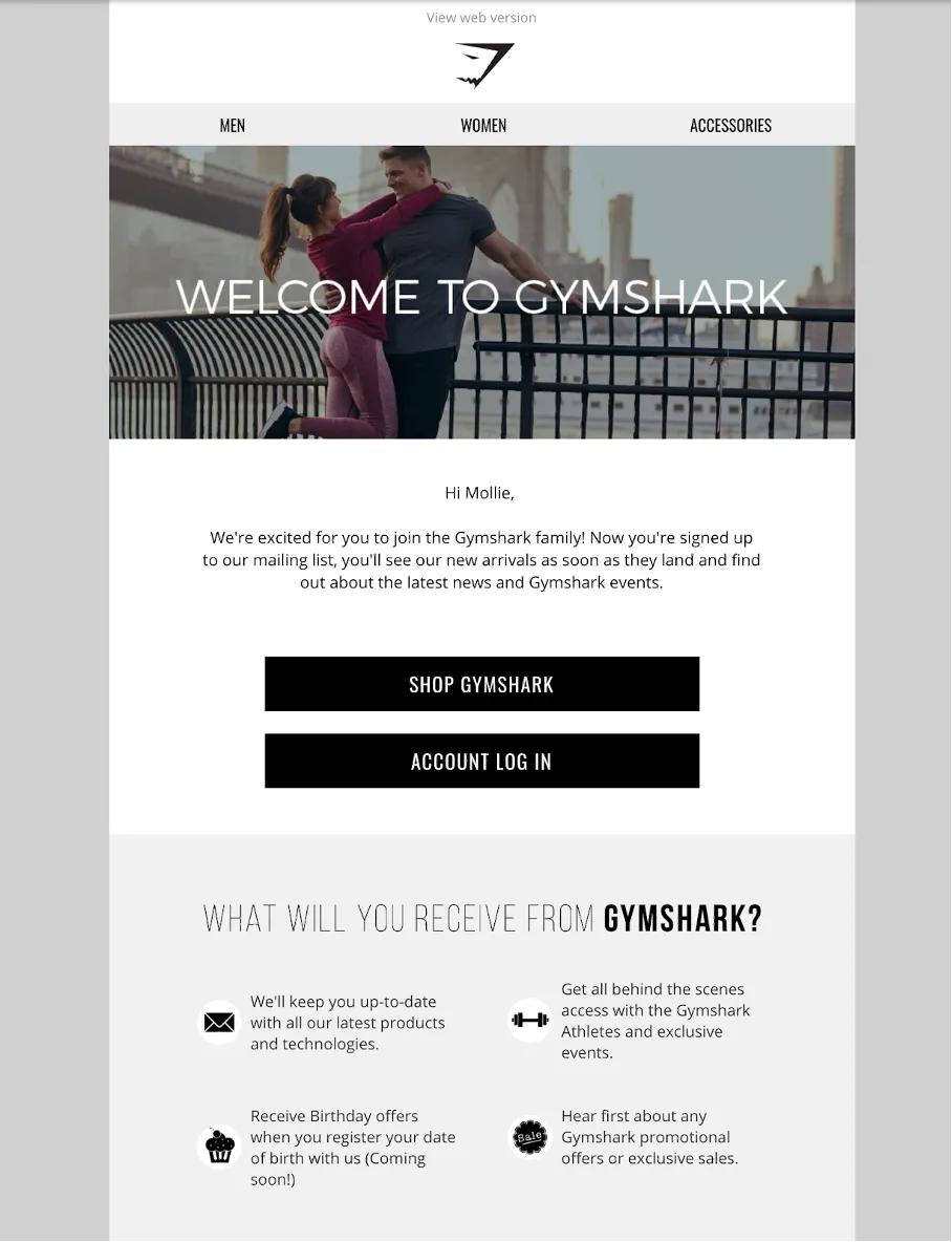 GymShark üdvözlő