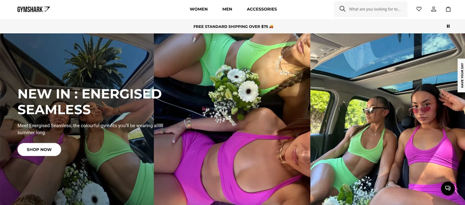 GymShark főoldala