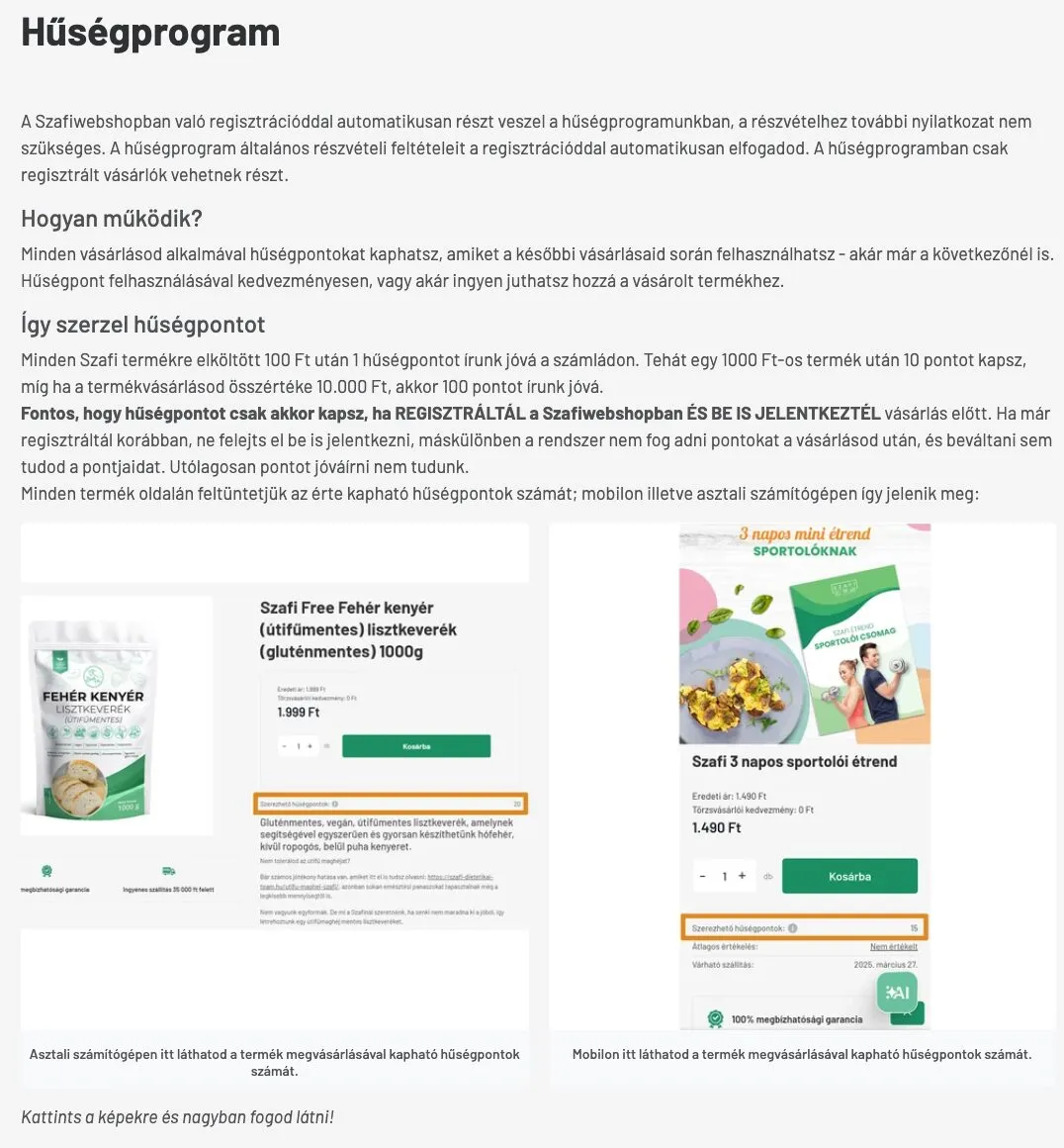 Szafi hűségprogramja