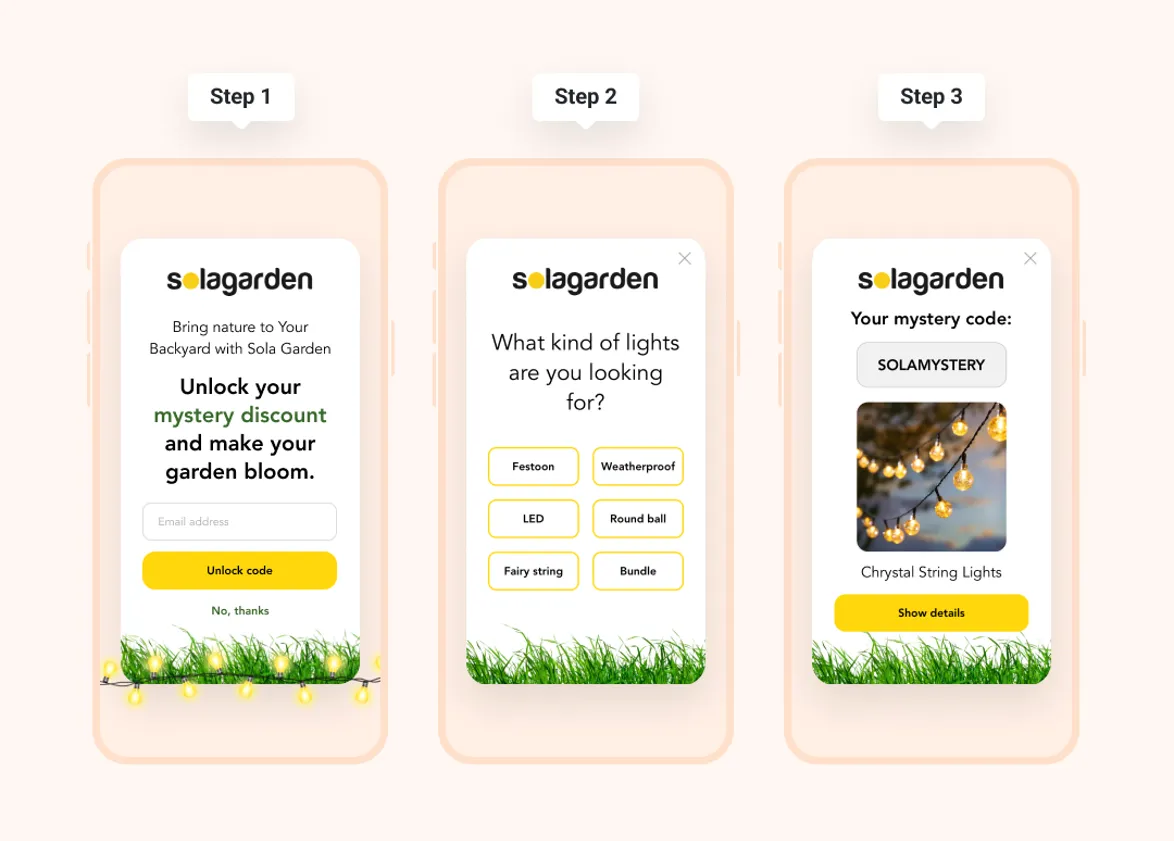 Solagarden email popup