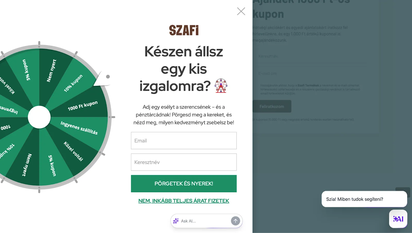 Szerencsekerék segítségével gyűjt e-mail feliratkozókat