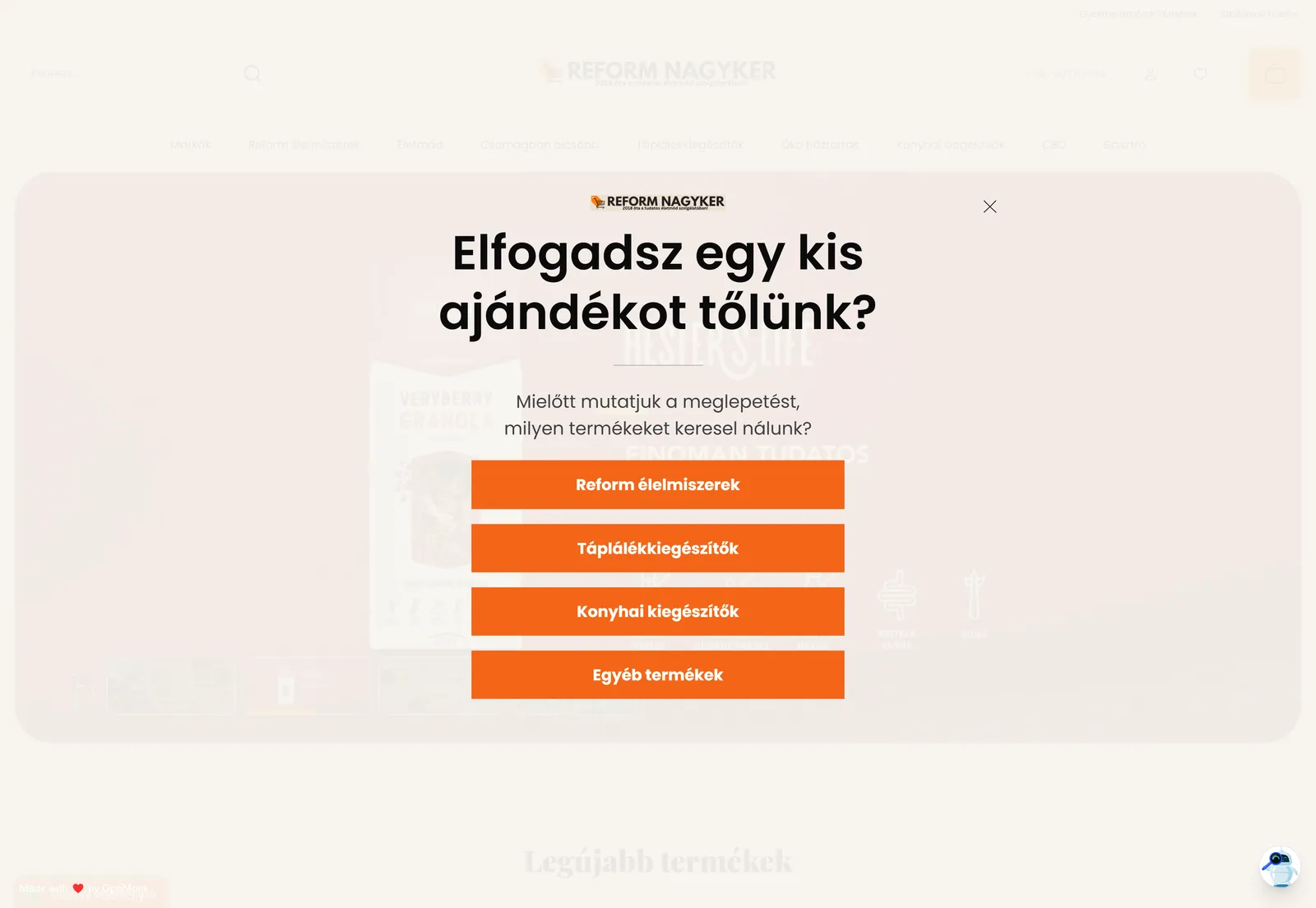 Reform Nagyker Popup példája lead generáláshoz